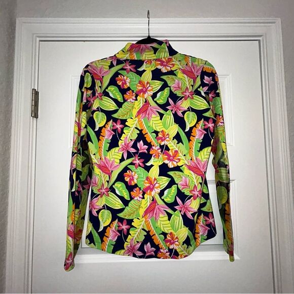 IBKUL UPF 50+ Tropical Print 1/4 Zip Down Long Sleeve Pull over Jacket - Picture 5 of 6